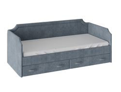 Кровать с мягкой обивкой и ящиками Тип 1 Замша синяя