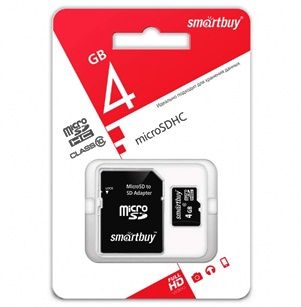 micro SDHC 4GB карта памяти Smartbuy