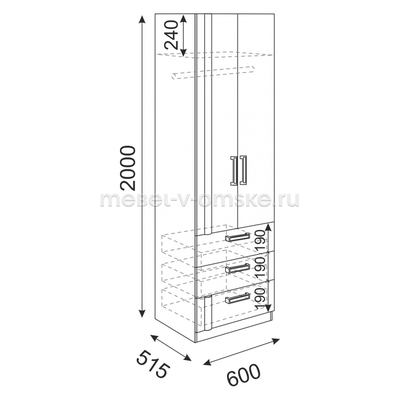 Шкаф платяной Волкер М04