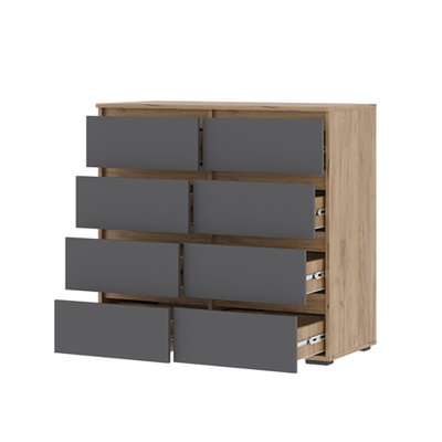 Хелен КМ 04 Комод 8 ящиков 1000х958х465 дуб крафт золотой/графит