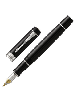 Ручка перьевая PARKER "Duofold Classic Centennial Black CT", корпус черный, палладиевые детали, черная, 1931365