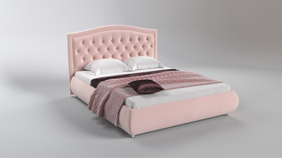 Современная дизайнерская кровать Миледи, мягкое высокое изголовье, катерная стяжка, фанера, усиленная металлом, с подъемным механизмом и бельевым ящиком