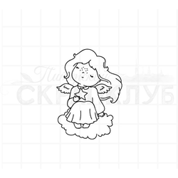 штамп ангел на облаке со звездой в руках