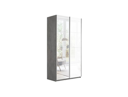 Шкаф-купе 2-х дверный «Траст» 1200 Бетон, Зеркало/Стекло белый глянец