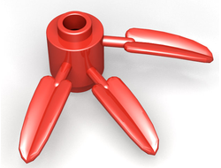 Plant Brick, Round 1 x 1 with 3 Bamboo Leaves, Red (30176 / 6186050 / 6270005)