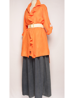 Рубашка лён "ВОЛАН ПРИНТ" оранжевая р.48-52