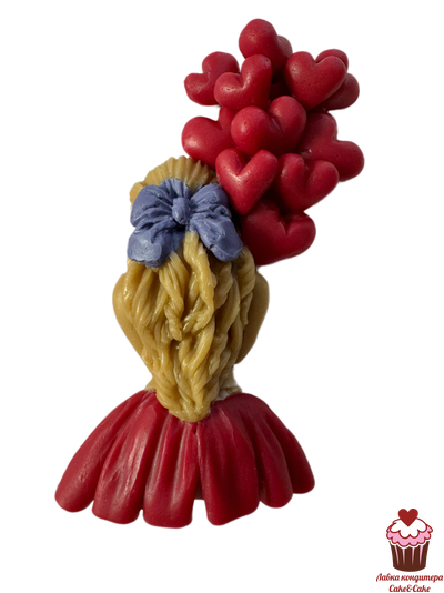 Фигурка сах.-шок. Девушка с шариками Бежевый/Малиновый 2D, 10см