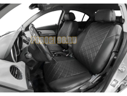 Чехлы экокожа RIVAL задняя спинка 40/60, рисунок Ромб для Skoda Octavia A8 (с задним подлокотником) 2019-