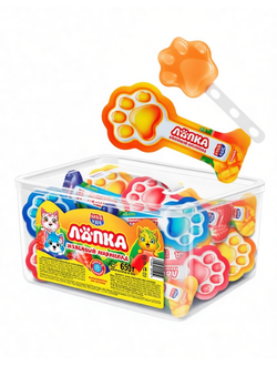 Желейный мармелад на палочке "Лапка" ассорти 13г*50шт*12 блоков