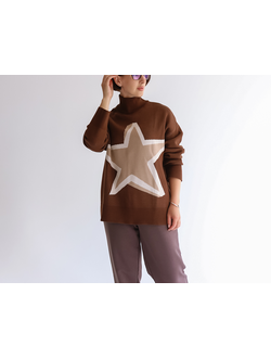 Жаккардовый свитер со звездой (шоколад)