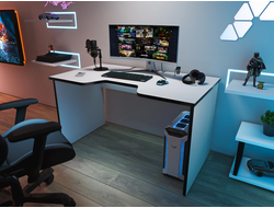 Стол геймерский С-240 белый шагрень/черный