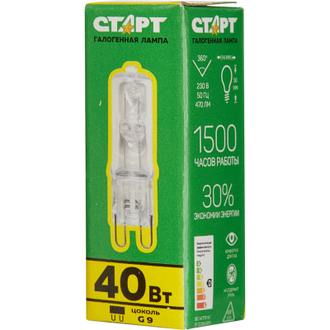 Электрическая лампа СТАРТ галог.капс.40W G9 220V CL