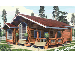 Одноэтажный дом из бревна ДБ-08, площадь 110 м2