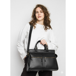 Кожаный саквояж Monvalle Premium black (арт. 4046-51)