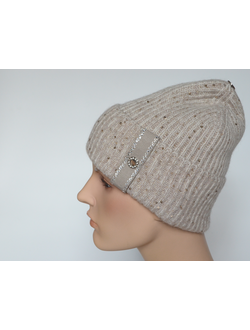 Женская тонкая шапка с отворотом Vizio Италия 6979 CRYO бежевая
