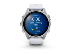 Умные часы Garmin Fenix 8 - 43 мм, AMOLED серебристый корпус, белый ремешок (010-02903-00)