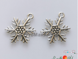 ПОДВЕСКА В ТИБЕТСКОМ СТИЛЕ "СНЕЖИНКА" - 26*19мм - АНТИЧНОЕ СЕРЕБРО