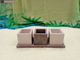 Горшок-кашпо цветочный сувенирный Kamastone Куб, набор из 3шт с подставкой, 1072, бежевый и 0962 коричневый