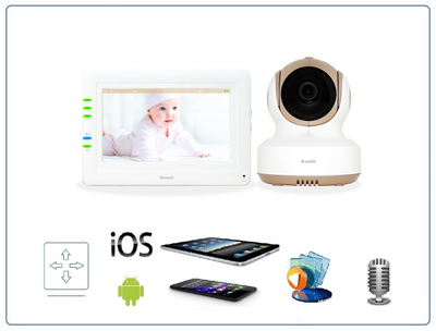 Ramili Baby RV1000 Двух режимная  видеоняня, монитор сенсорный 4,2" (11 см.) и моторизированная видеокамера. Датчик температуры. HD