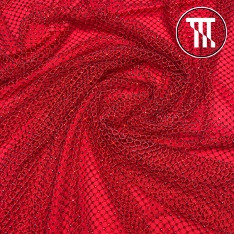 Сетка со стразами, цв. Красный, SS 10 Red