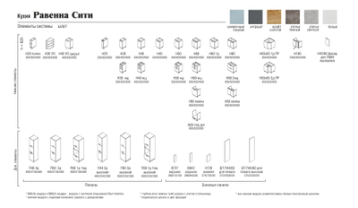 Кухня Равенна Сити модульная, бетон, антрацит, любой размер