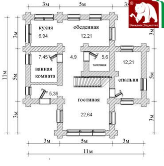 Проект 3-112, 188 м2, 11*11