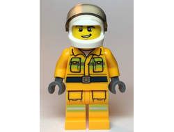 Fire - Reflective Stripes, Bright Light Orange Suit, White Helmet, Crooked Grin, n/a (cty1114)