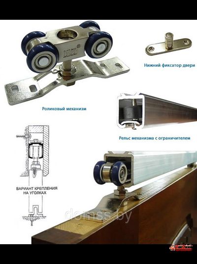 Фурнитура для откатной двери купе (ОДИНАРНАЯ) Комплект