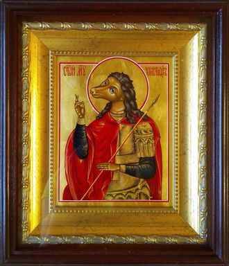 Христофор Псеглавец, Ликийский, Святой мученик. Рукописная икона.