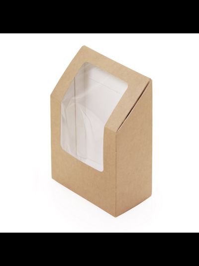 Коробка с окном для половинок роллов (крафт/бел)