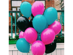 10 шаров бирюзовые,черные,фуксия