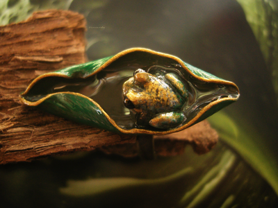 "После дождя", необычное кольцо с тропической лягушкой