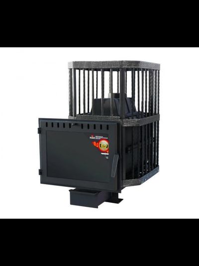 Печь банная НМК Сибирь - 18 чугунная дверка сетка пруток панорама