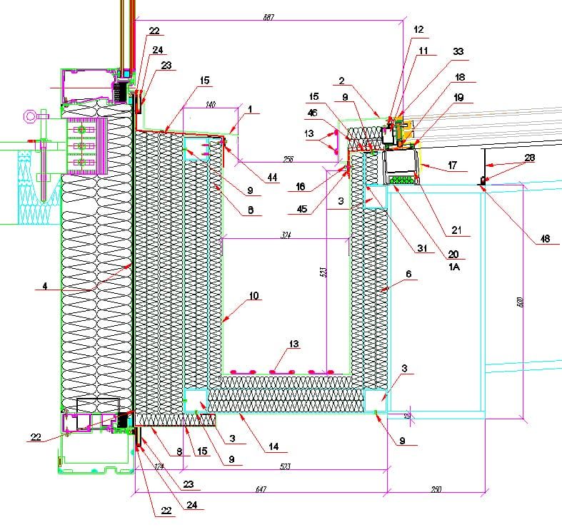 Узел примыкания стеклянной конструкции