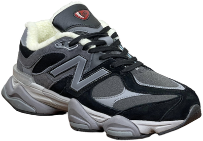 New Balance 9060 Black Grey с мехом
