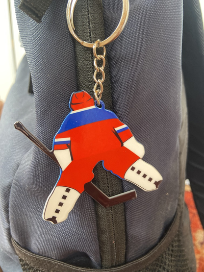 БРЕЛОК "ВРАТАРЬ" (МЕТАЛЛИЧЕСКИЙ ПЛОСКИЙ ДВУСТОРОННИЙ)