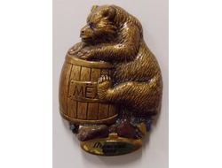 Магнит Медвежонок с бочонком самоцветы, арт А-52. ОПТ