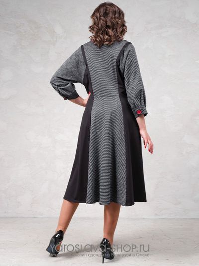 Элегантное женское платье в черно-сером цвете