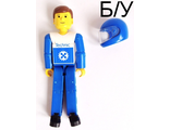 ! Б/У - Technic Figure Blue Legs, White Top with Blue Technic Logo, Blue Arms, n/a (tech005) - Б/У