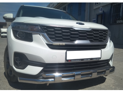 Защита переднего бампера с перемычками d60/42 для Kia Seltos (2019-...)