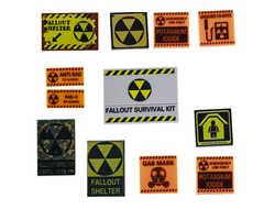 Детали плакатов 13 штук из серии игр Сталкер и Метро 2033. Знаки радиации