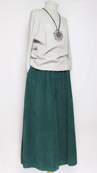 ЮБКА-БРЮКИ вельвет "ЗАЩИПЫ" мокко, малахит р.46-54