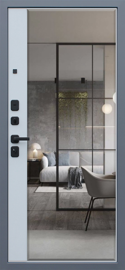 Стальная дверь   Манчестер с зеркалом