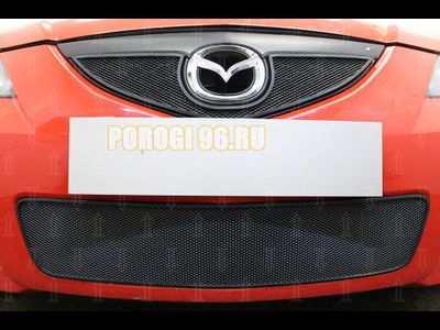 Защита радиатора Mazda 3 2006-2009 (седан) black верх