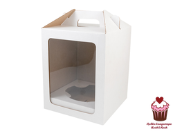 Коробка под пряничный домик и кулич белая, 16х16х20 см (загрузка сверху)