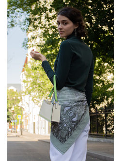 "День дождя", платок по мотивам авторского цифрового коллажа, 90х90 см