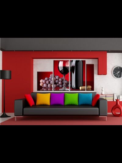 Модульная картина "Вино и виноград"