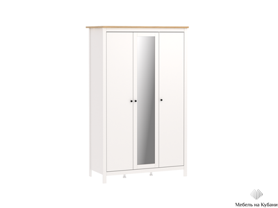 2.08.01.040.14 САГА шкаф 3 двери с зеркалом белый/ясень