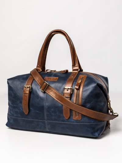 Кожаная дорожная сумка Campora Premium dark blue (арт. 
4019-54)