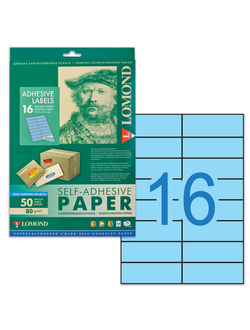 Этикетка самоклеящаяся 105х37 мм, 16 этикеток, голубая, 80 г/м2, 50 листов, LOMOND, 2140125